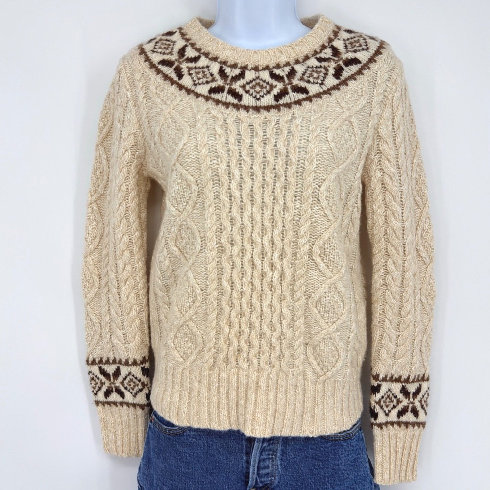 Polo Ralph Lauren Cable Knit Fair Isle Wool‎ Sweater XS Nordic Sample Rare